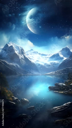 Night sky and moon. Seamless looping 4K time lapse video footage