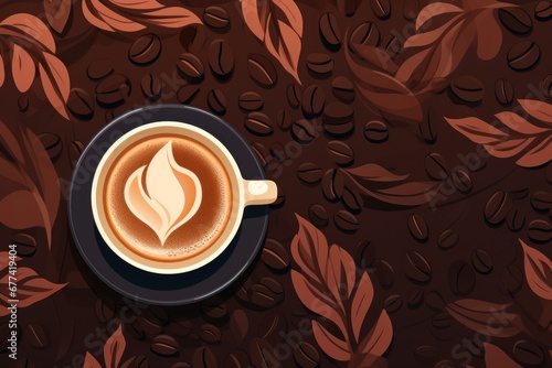 illustrations flat coffee mocca background. Generative AI. photo