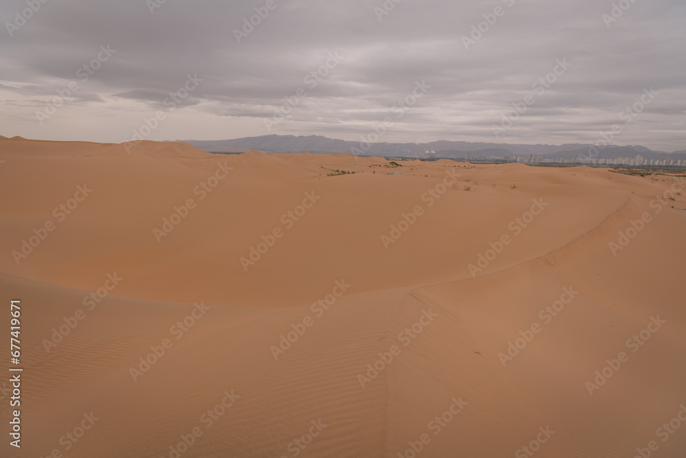 Ulaanbuh desert and Wuhai City of Inner Mongolia, China