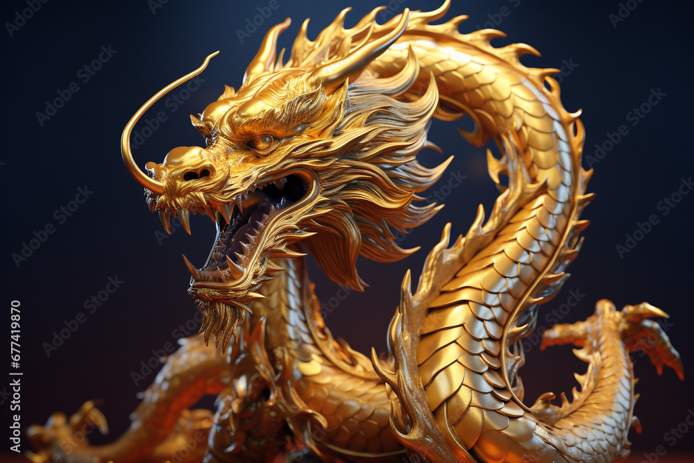 2024 Chinese New Year, year of the Dragon. Chinese zodiac dragon in modern style