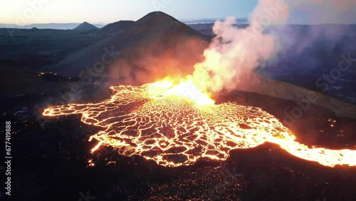 Volcano Eruption near Grindavík Town in Iceland. Filmed with a Drone. Different shots available in my portfolio.