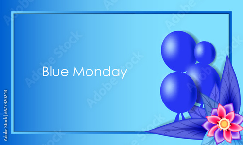 illustration of a blue Monday design with balloon decoration