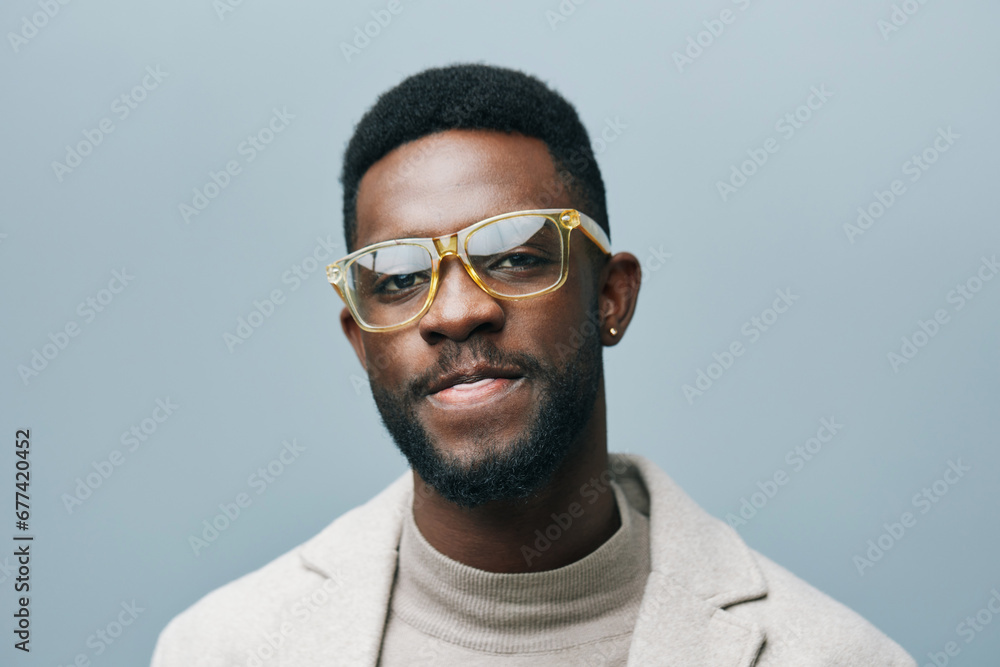 Fototapeta premium man black jacket american stylish outfit american portrait african fashion style model