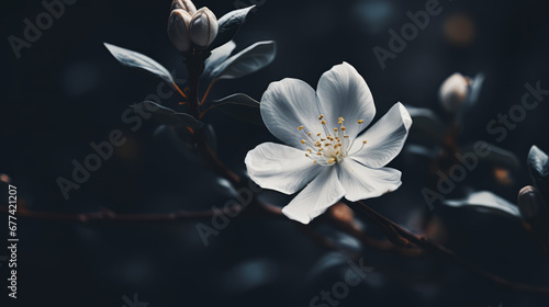 Amazing White Flower with Dark Blue background - Cinematic Shot with 35mm Details  © Abdo