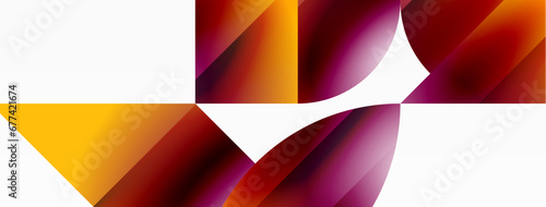 Serene gradient template. Circles and triangles mingle in minimalist perfection. Gentle fusion of forms and hues creates balanced yet captivating backdrop, embodying modern sophistication