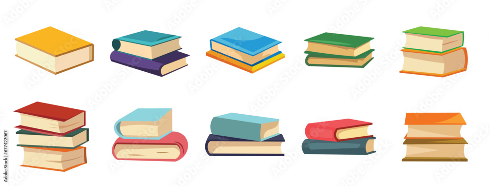 Stack of book vector image, piles of books in flat design style, school textbooks for education Stack of book vector image, piles of books in flat design style, school textbooks for education
