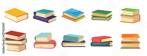 Stack of book vector image, piles of books in flat design style, school textbooks for education