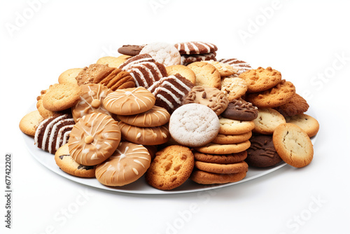 Assorted cookies on white background - isolated