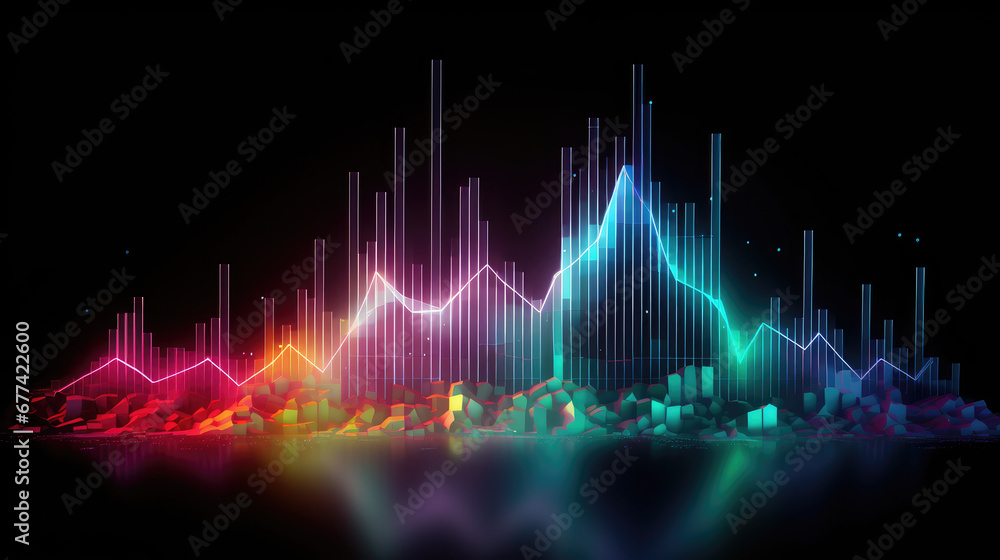 colorful trading graph hologram colorful trading graph hologram