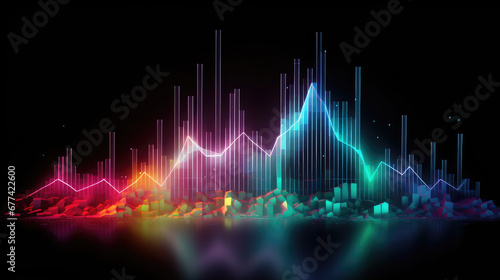 colorful trading graph hologram