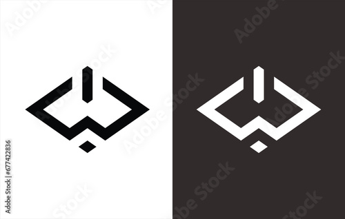 letter "W" initial vector logo design monogram. black and white background.