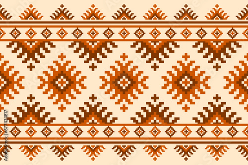 Beautiful ethnic tribal pattern art. Ethnic geometric seamless pattern. American, Mexican style. Design for background, wallpaper, illustration, fabric, clothing, carpet, textile, batik, embroidery.