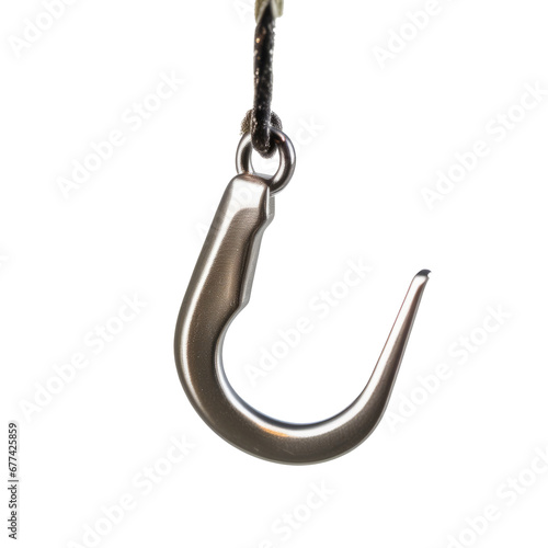 Realistic metal hook on transparent background, generated by AI