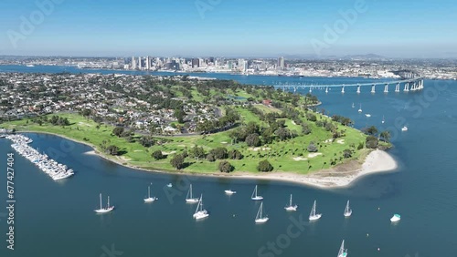 Glorietta Bay At San Diego In California United States. Paradisiac Beach Scenery. Seascape Landmark. Glorietta Bay At San Diego In California United States.  photo