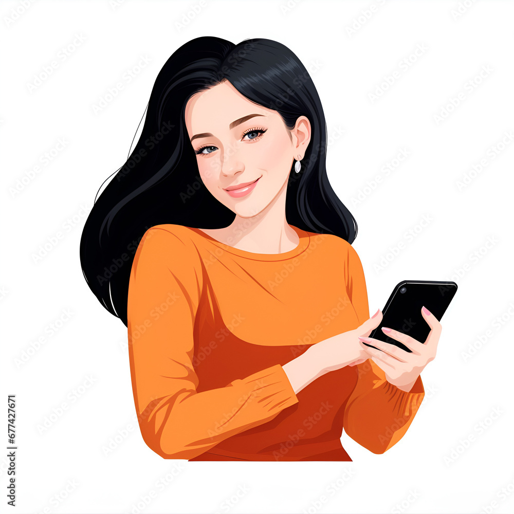Naklejka premium young woman playing smartphone