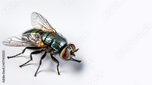 Close up fly isolated on gray background © pariketan