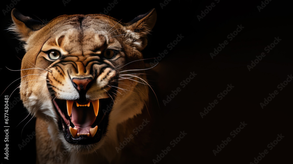 Obraz premium A tiger is in an alert position ready to pounce on its prey