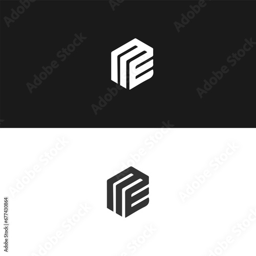 ME logo. M E design. White ME letter. ME, M E letter logo design. Initial letter ME linked circle uppercase monogram logo. M E letter logo vector design. 