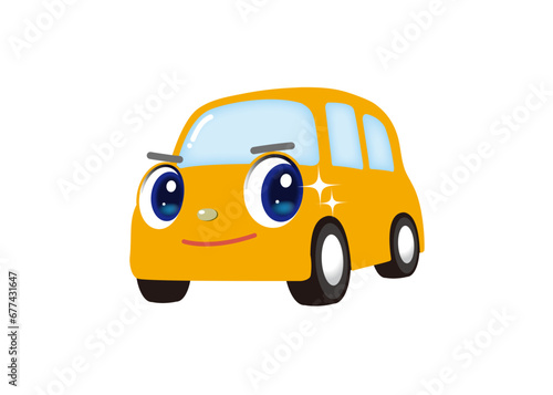 キリッとキメ顔をする、かわいいイエローの車