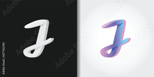cursive letter j logo set