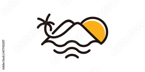 logo design for sunrise views on the beach.