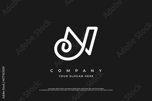 Stylish Initial Letter JN Logo or NJ Logo Design Vector photo
