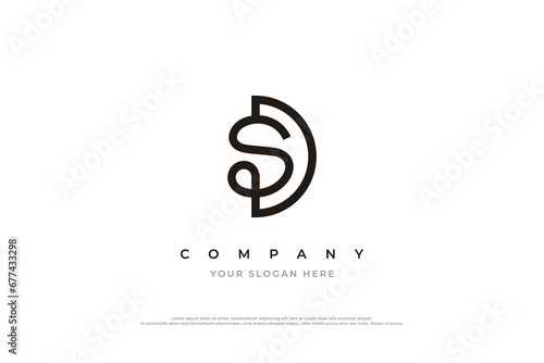 Initial Letter SD Logo or DS Monogram Logo Design Vector
