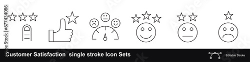 Customer Satisfaction icon set single stroke vector collection expandable and color changeable pixel perfect arrow sets