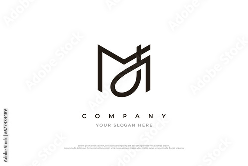 Initial Letter JM Logo or MJ Monogram Logo Design Vector