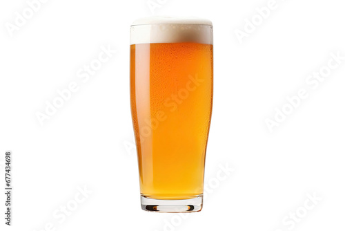 Rosty pint glass of craft beer microbrew beer isolated on white background