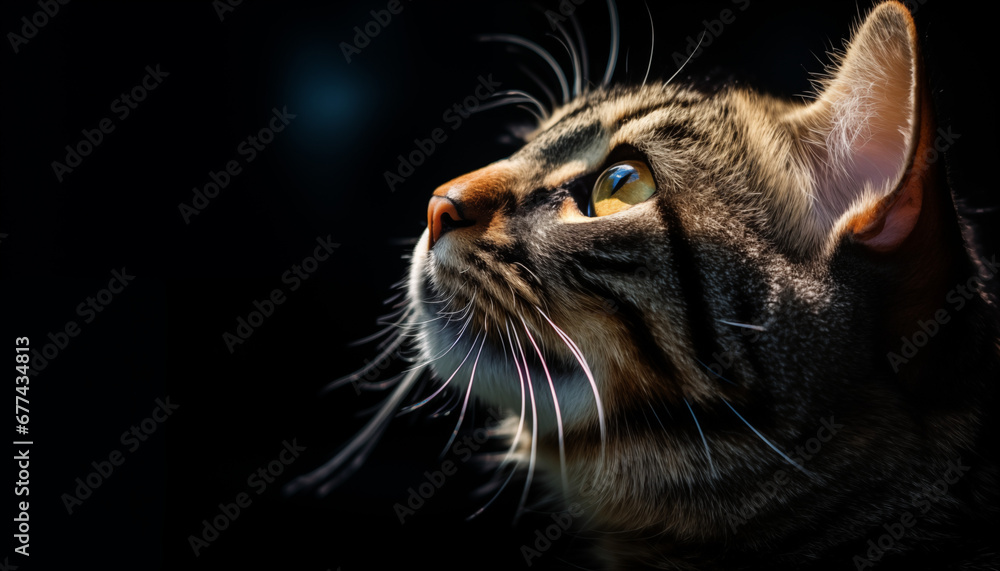 Naklejka premium black cat on the black background