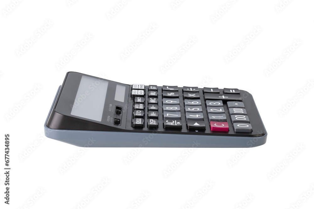 Black digital calculator isolated on white background with clipping path. Black digital calculator isolated on white background with clipping path.