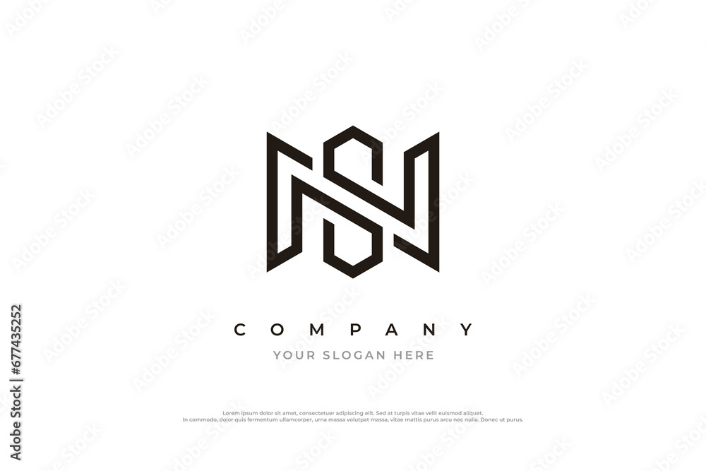 Initial Letter SN Logo or NS Monogram Logo Design Vector