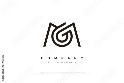 Initial Letter MG Logo or GM Monogram Logo Design Vector