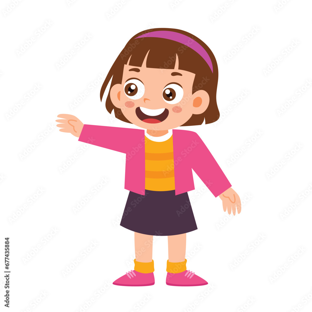 Little Kid Talking Explain with Standing Pose Children. Girl Making Conversation to Friend, Communication Discussion Activity Isolated Element Objects. Flat Style Icon Vector Illustration Little Kid Talking Explain with Standing Pose Children. Girl Making Conversation to Friend, Communication Discussion Activity Isolated Element Objects. Flat Style Icon Vector Illustration