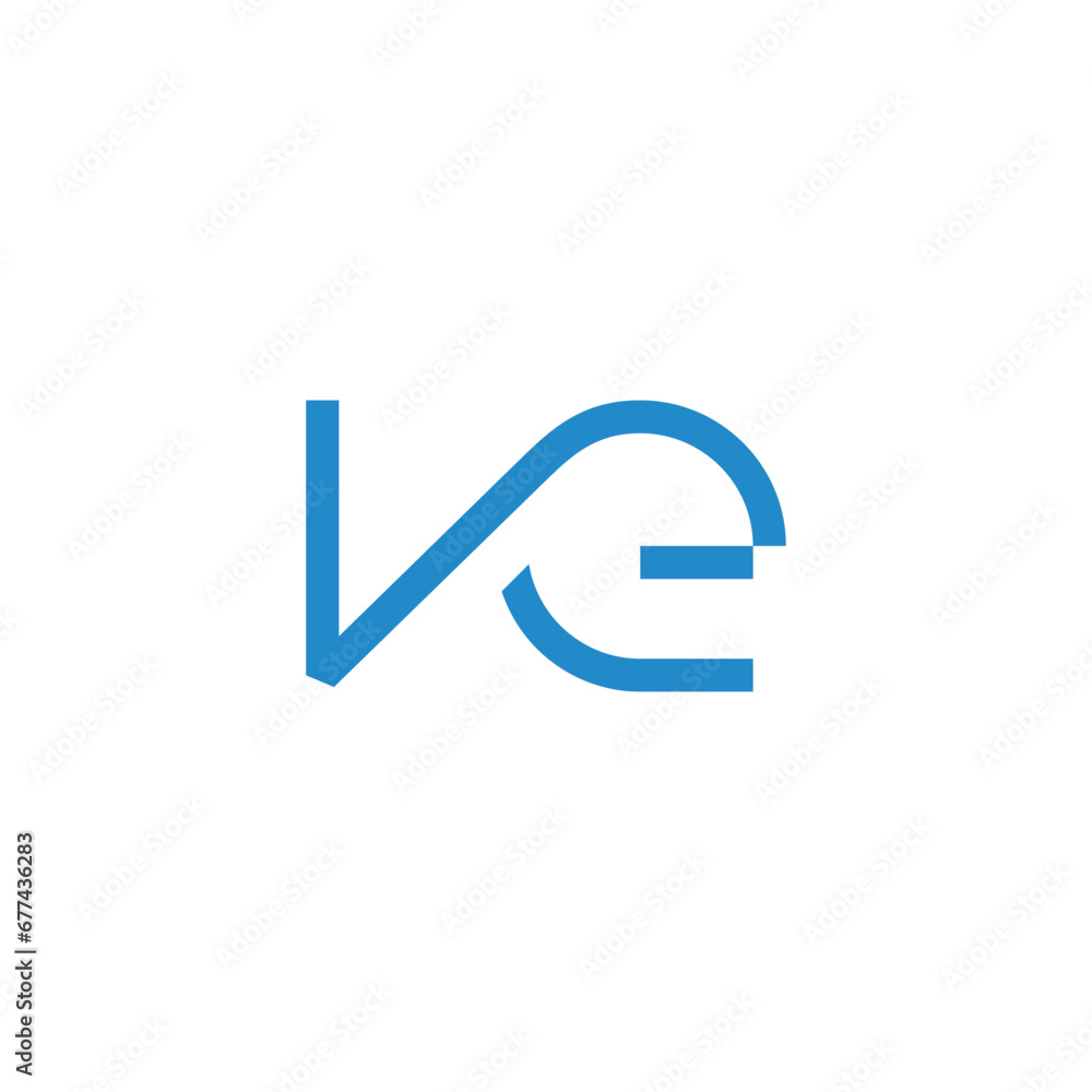 letter ve simple geometric linked line logo vector letter ve simple geometric linked line logo vector