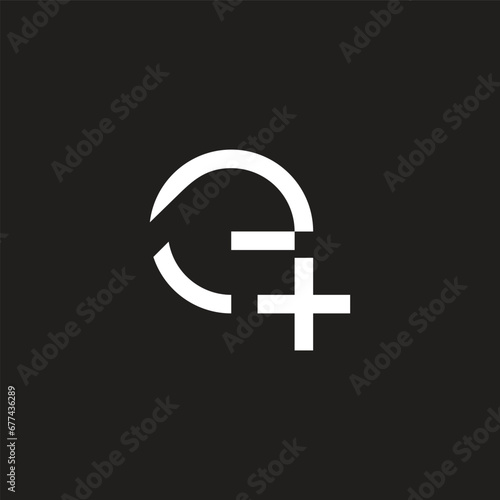 letter e plus simple geometric logo vector