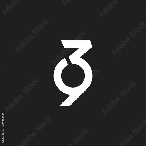 number 39 linked geometric simple logo vector photo
