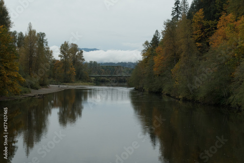 Snoqualmie river banks during fall season near Tolt bridge - 2
