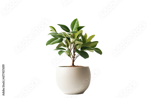 Tree pot on white background and copyspace. Houseplant for decorations photo