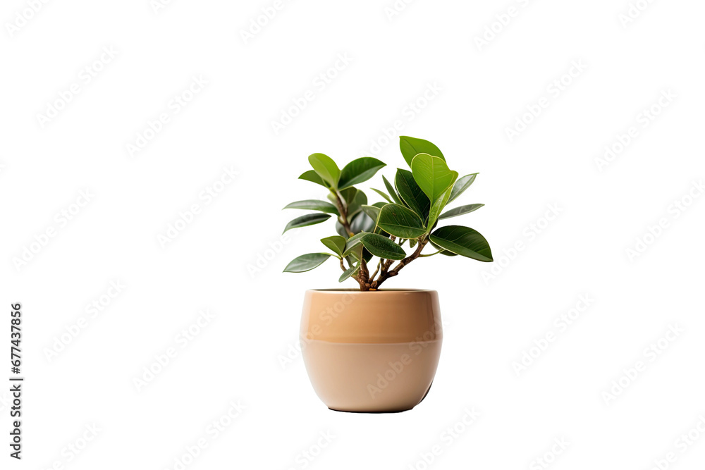 Tree pot on white background and copyspace. Houseplant for decorations