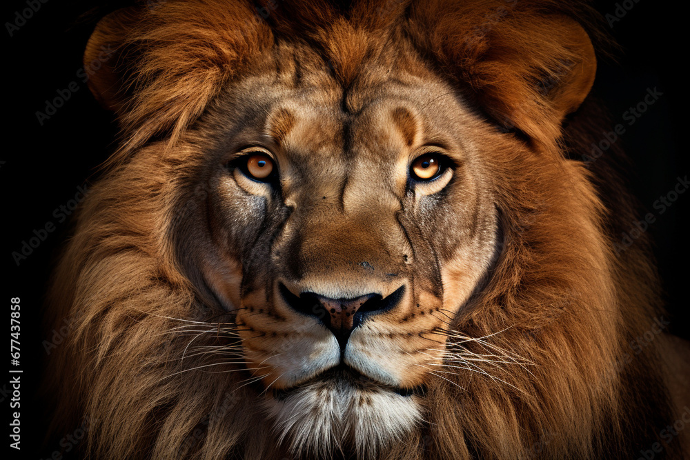 Fototapeta premium Closeup shot of male Lion animal face.