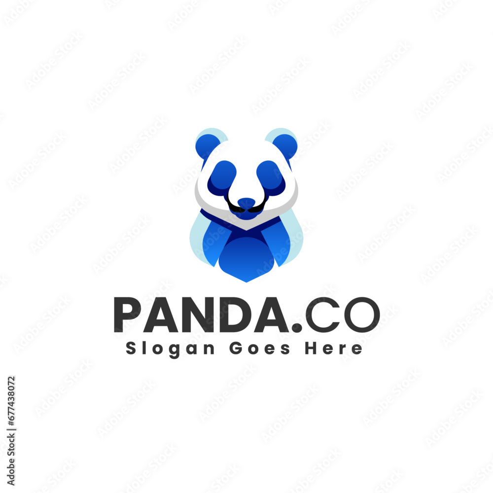 Obraz premium Vector Logo Illustration Panda Gradient Colorful Style