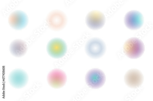 Abstract circle halftone. Geometric dots gradient. Element design © bebuntoon