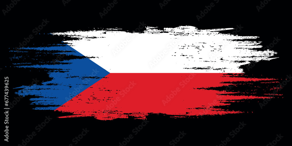 Czech Republic brush flag, Czech Republic flag brush watercolor flag design element