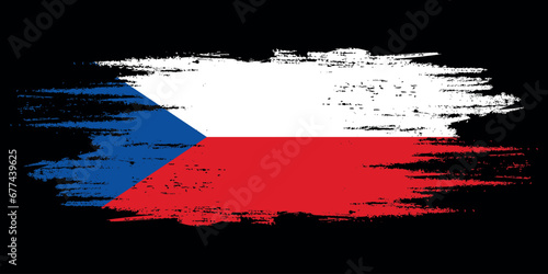 Czech Republic brush flag, Czech Republic flag brush watercolor flag design element
