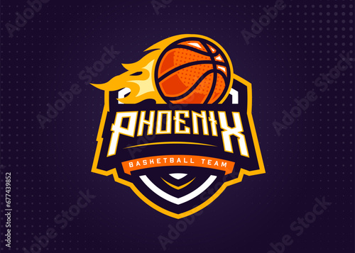Phoenix Basketball Sports Logo Template for Sports Team and Tournament
