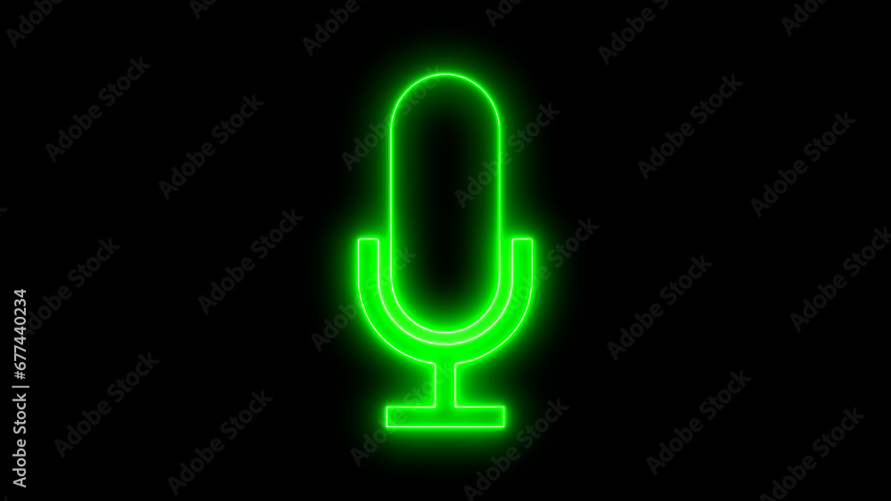 Wireless neon microphone isolated on black background Wireless neon microphone isolated on black background