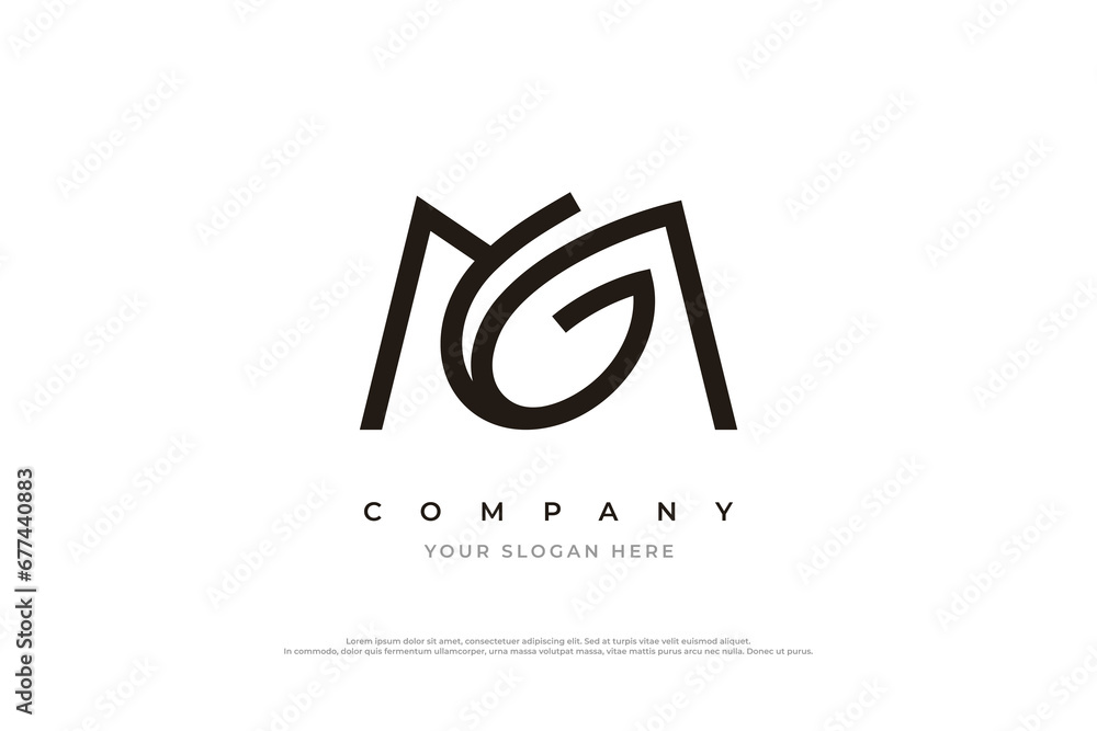 Initial Letter MG Logo or GM Monogram Logo Design Vector - obrazy, fototapety, plakaty 