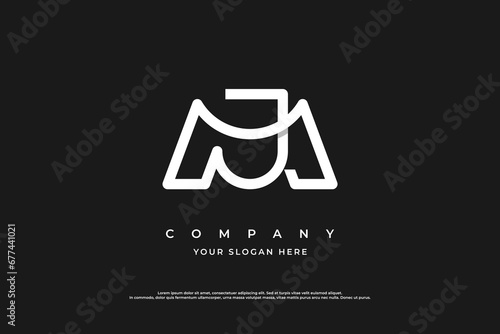 Initial Letter JM or MJ Logo Design Vector